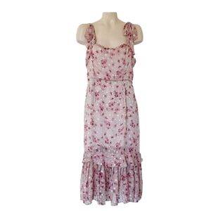 Lulu's Terrace Views Floral Print Tiered Midi Dress Romantic Cottagecore XL